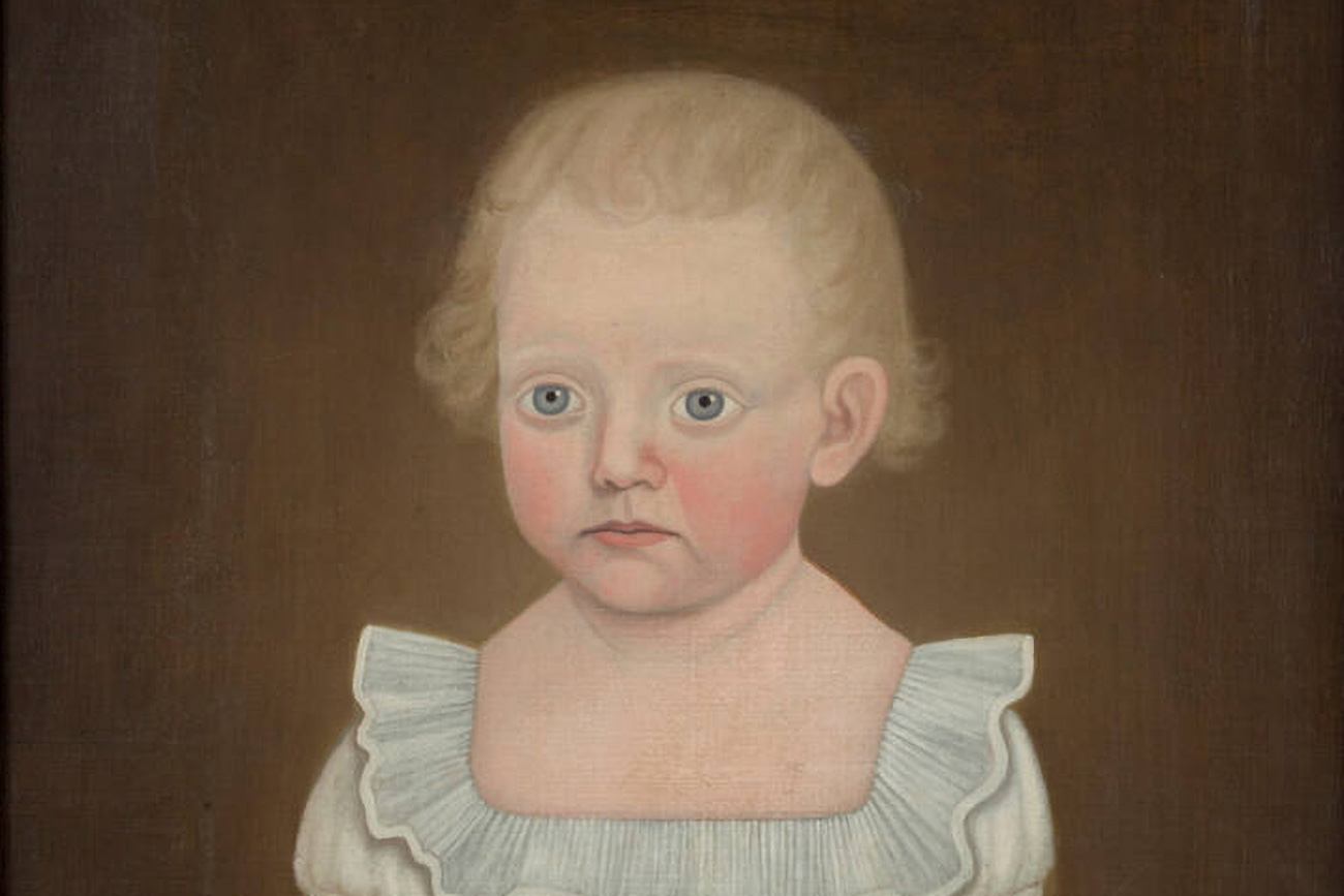 John Brewster, Jr., 'Portrait of Mary Coffin', detail, about 1810, oil on canvas