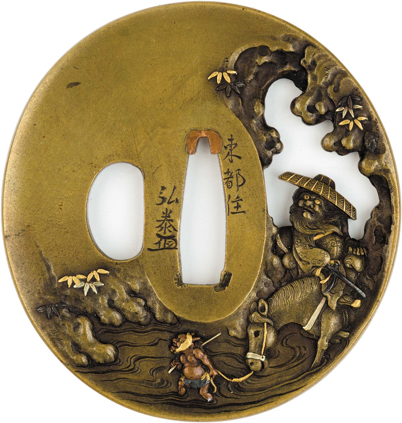 Japanese, 'Tsuba: Demon Leading a Mule with the Demon Queller Shoki', 19th Century