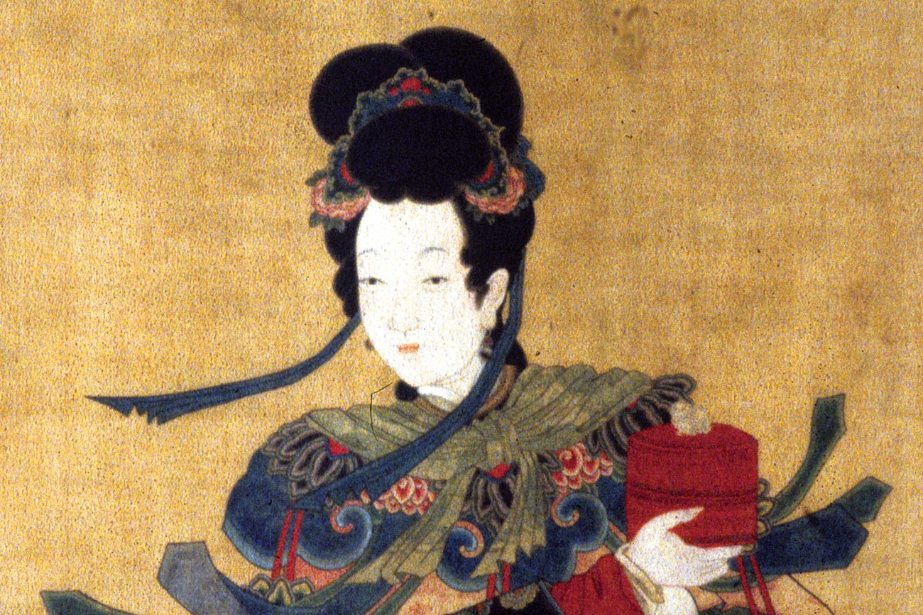 Chinese, 'Lady with a Red Box', detail, 18th century, Qing dynasty (1644-1912), silk