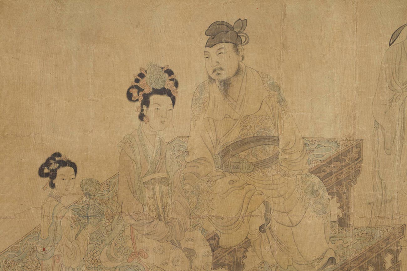 Ming Huang and Yang Gueifei Listening to Music', detail, early Ming Dynasty (1368–1400), ink and color on silk