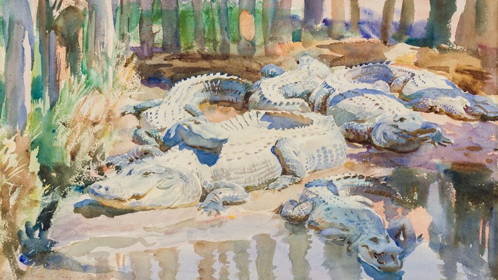 John Singer Sargent, 'Muddy Alligators,', detail, 1917, watercolor over graphite, with masking out and scraping, on wove paper