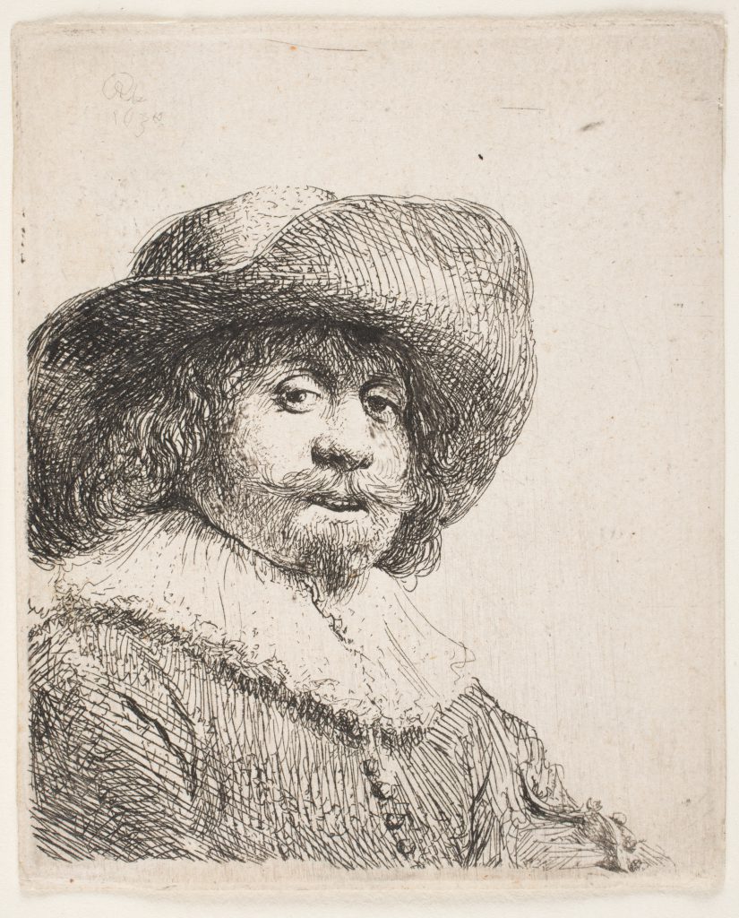 Rembrandt van Rijn, Man with a broad hat and a ruff, 1630, etching on paper