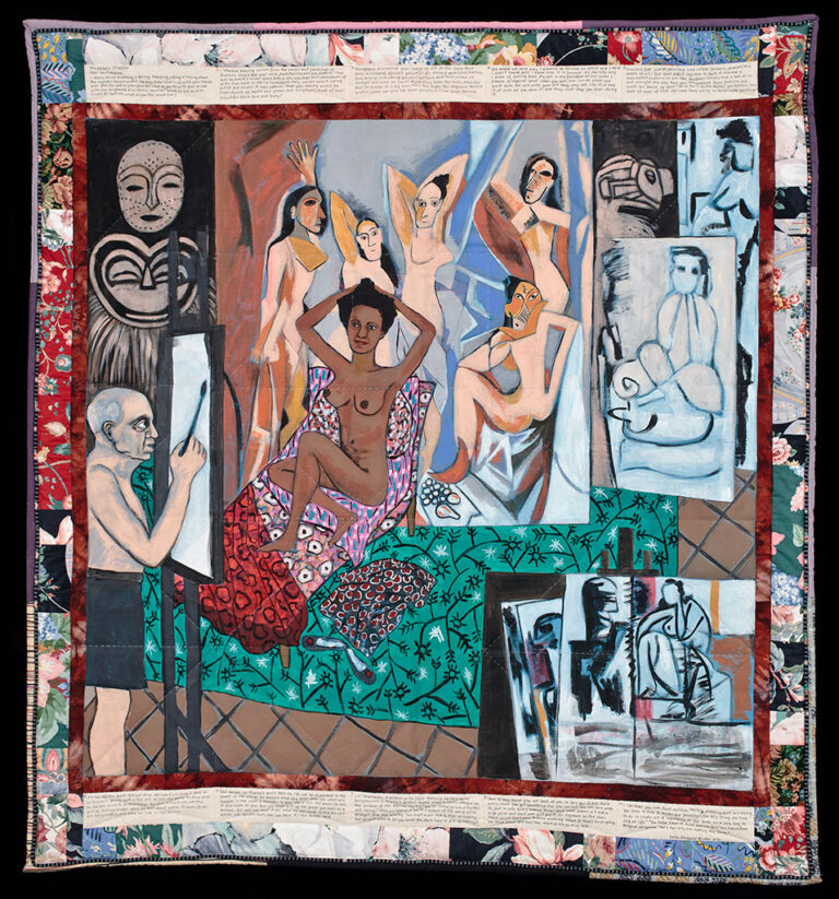Faith Ringgold, 'Picasso’s Studio,' 1991, acrylic on canvas; printed and tie-dyed fabric
