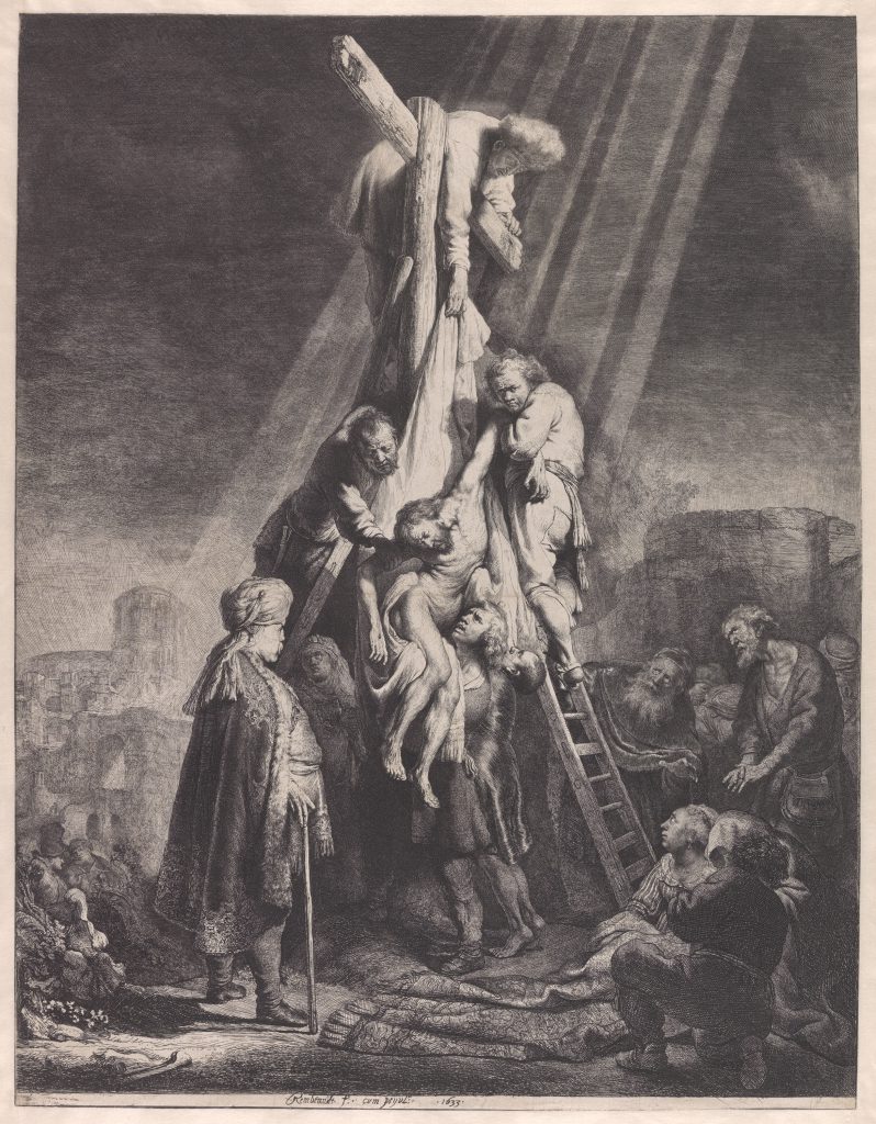 Rembrandt van Rijn, The Descent from the Cross, 1633, etching and engraving