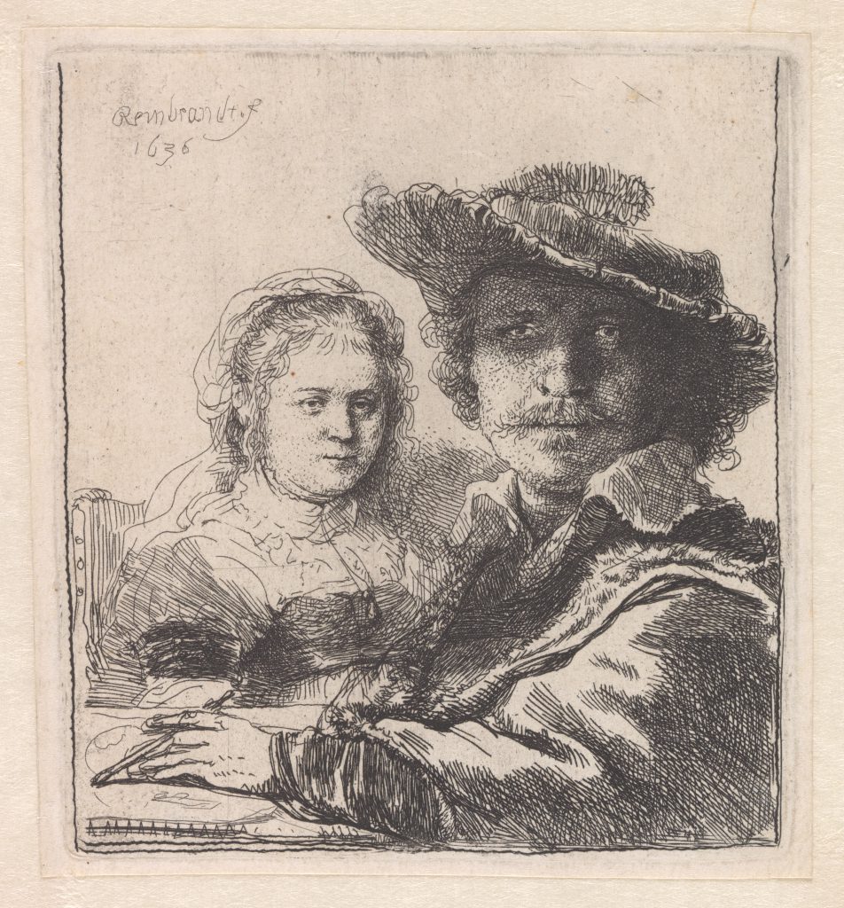 Rembrandt van Rijn, Self-Portrait with Saskia, 1636, etching
