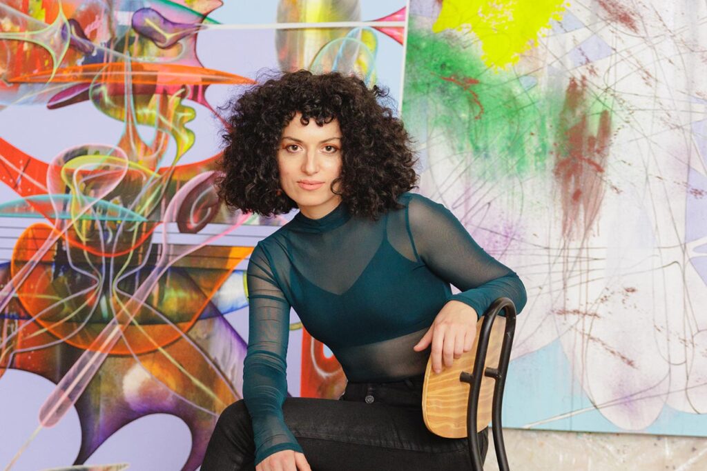 Nevena Prijic sitting in her studio - photo ©CarsonDavisBrown
