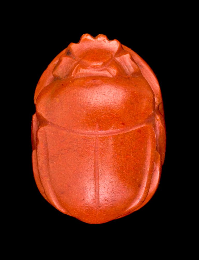 Scarab, ancient Egyptian, Late Period, about 664–332 BCE, red jasper