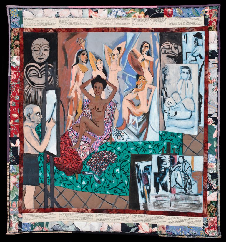 Faith Ringgold, Picasso’s Studio, 1991, acrylic on canvas; printed and tie-dyed fabric