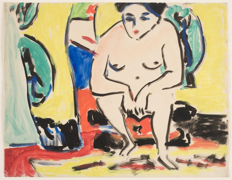 Ernst Ludwig Kirchner, Seated Woman, 1909–1910, gouache on cream wove paper