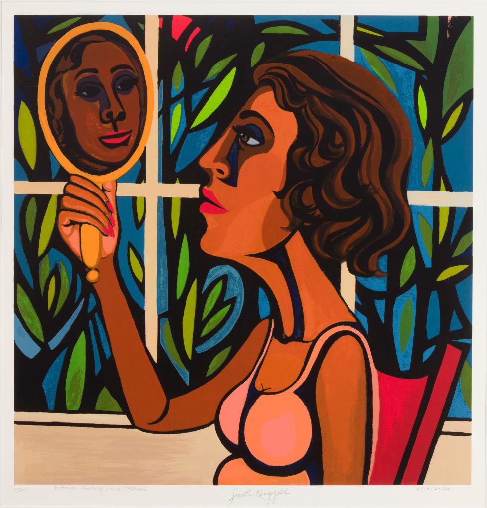 Faith Ringgold, <em>Woman Looking in a Mirror,</em> 2022, serigraph