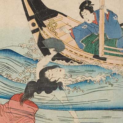 Detail of 'Women divers for shells' by Utagawa Kunisada