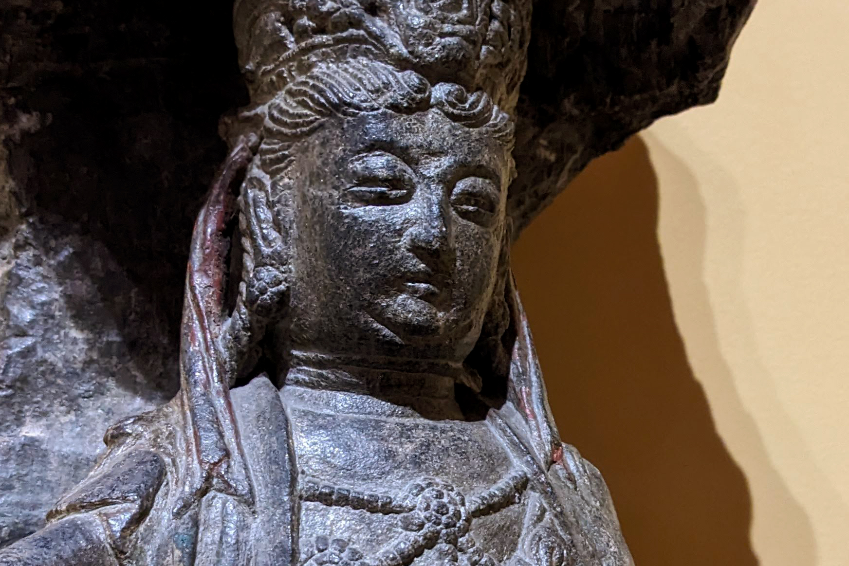 Detail of Guanyu seated in a grotto