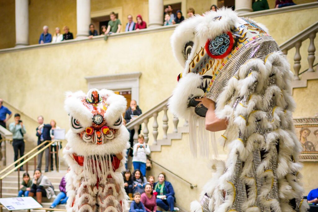 A lion dance performance in Renaissance Court