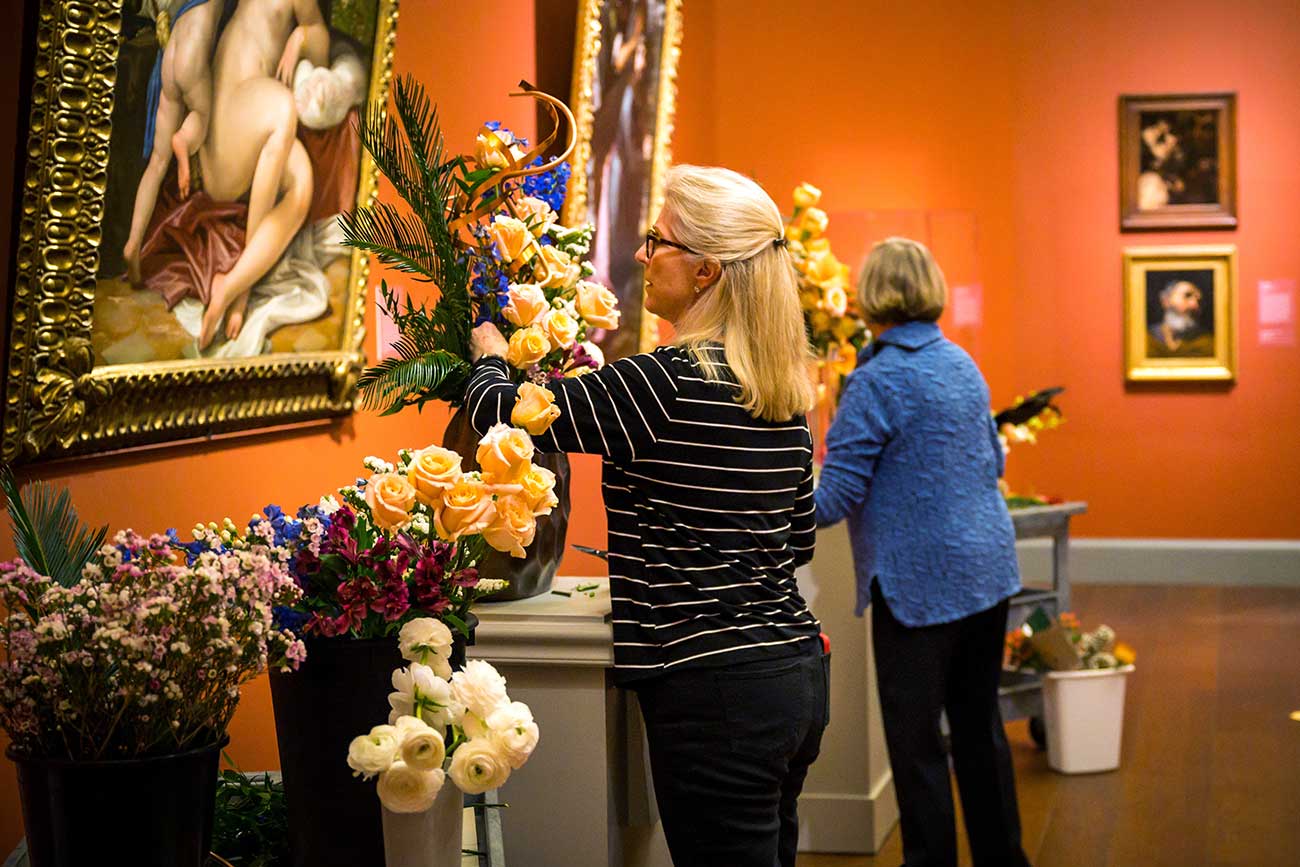 Designers work on their arrangements during the 2022 Flora Live event