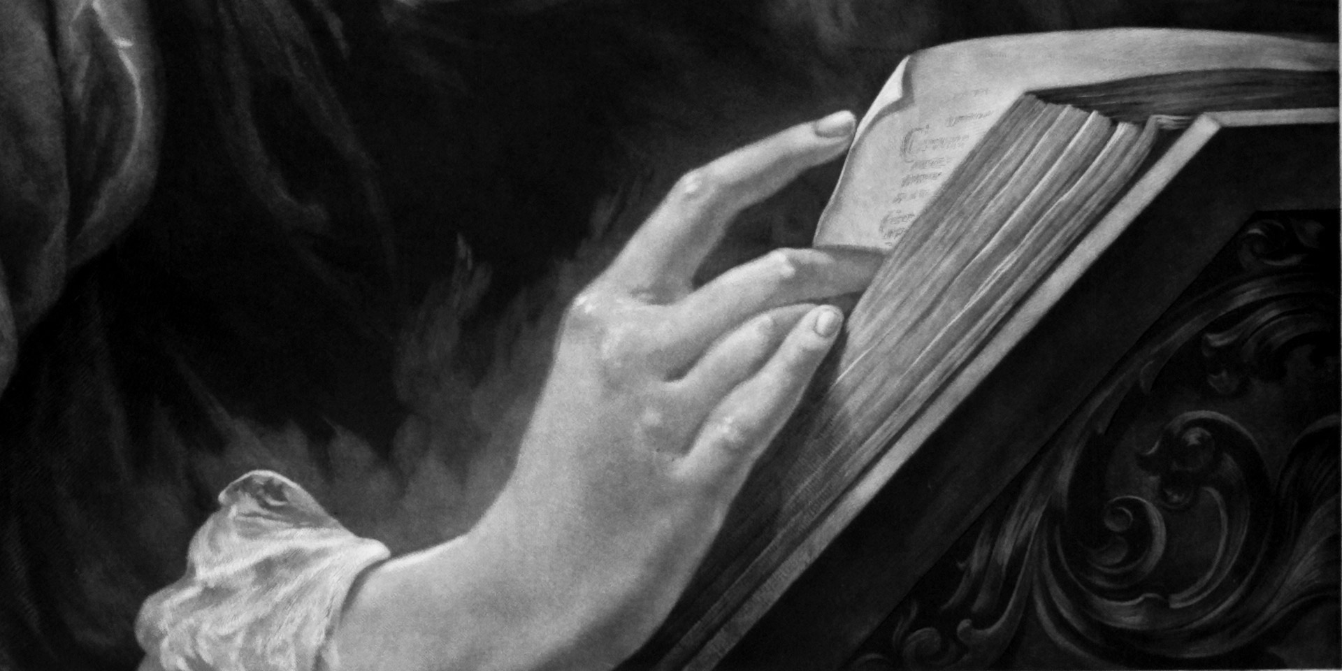Max Rosenthal, 'The Reader', detail, about 1877, mezzotint on cream collé over cream wove paper