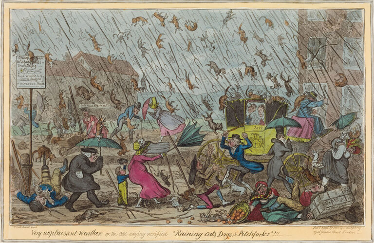 George Cruikshank, 'Very Unpleasant Weather,' or the Old saying verified 
