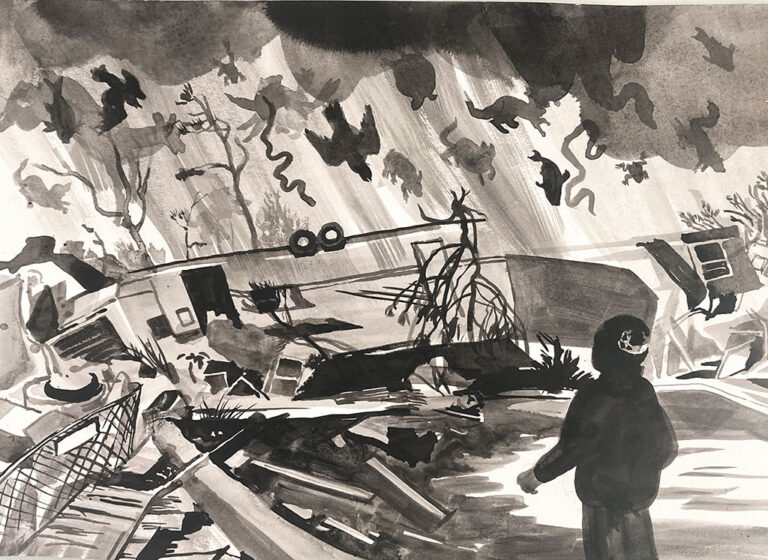 Christa Donner, 'Preparatory Sketch for Fever Dreams of a Cool-Breathed Earth (Cats and Dogs and…,),' 2025, ink on paper