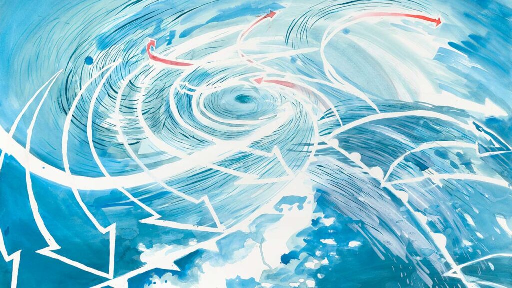 Christa Donner, 'Perfect Storm,' detail, 2025, pigmented ink and acrylic on paper