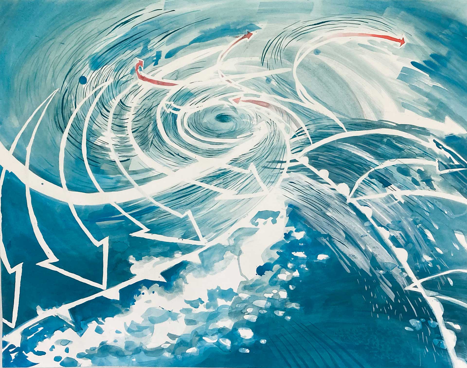 Christa Donner, 'Preparatory Sketch for Fever Dreams of a Cool-Breathed Earth (Cool Front),' 2025, watercolor on paper