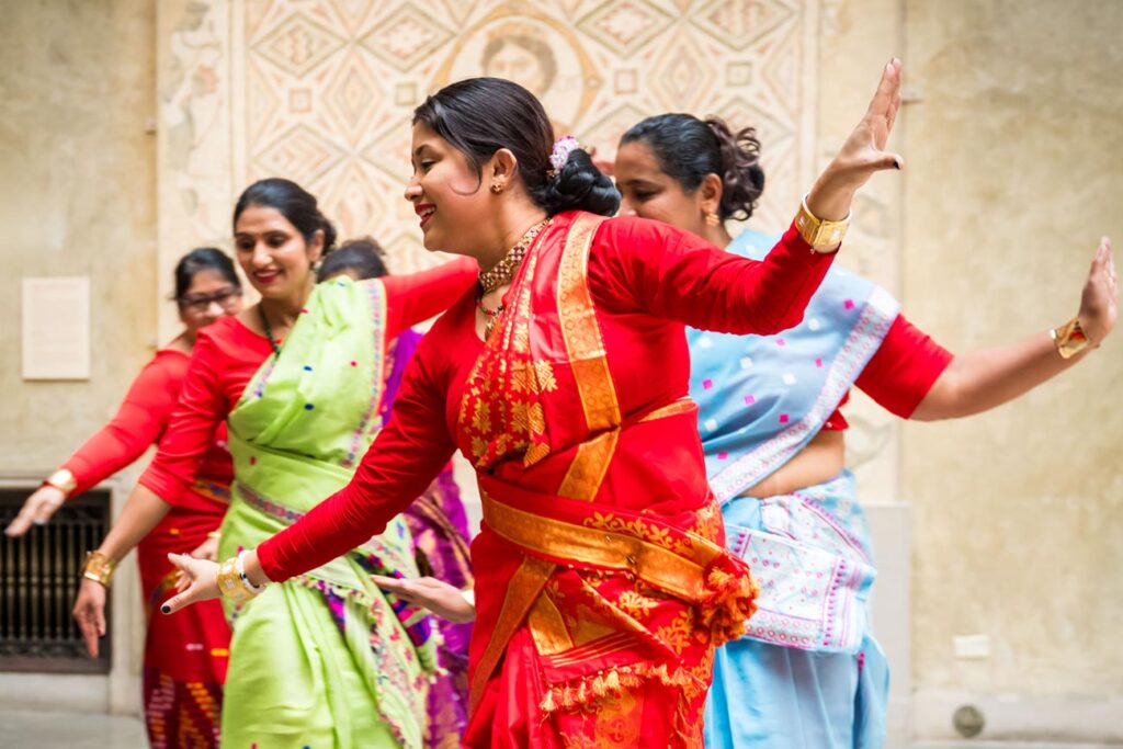 Classical Indian dancers performing during a Diwali Celebration