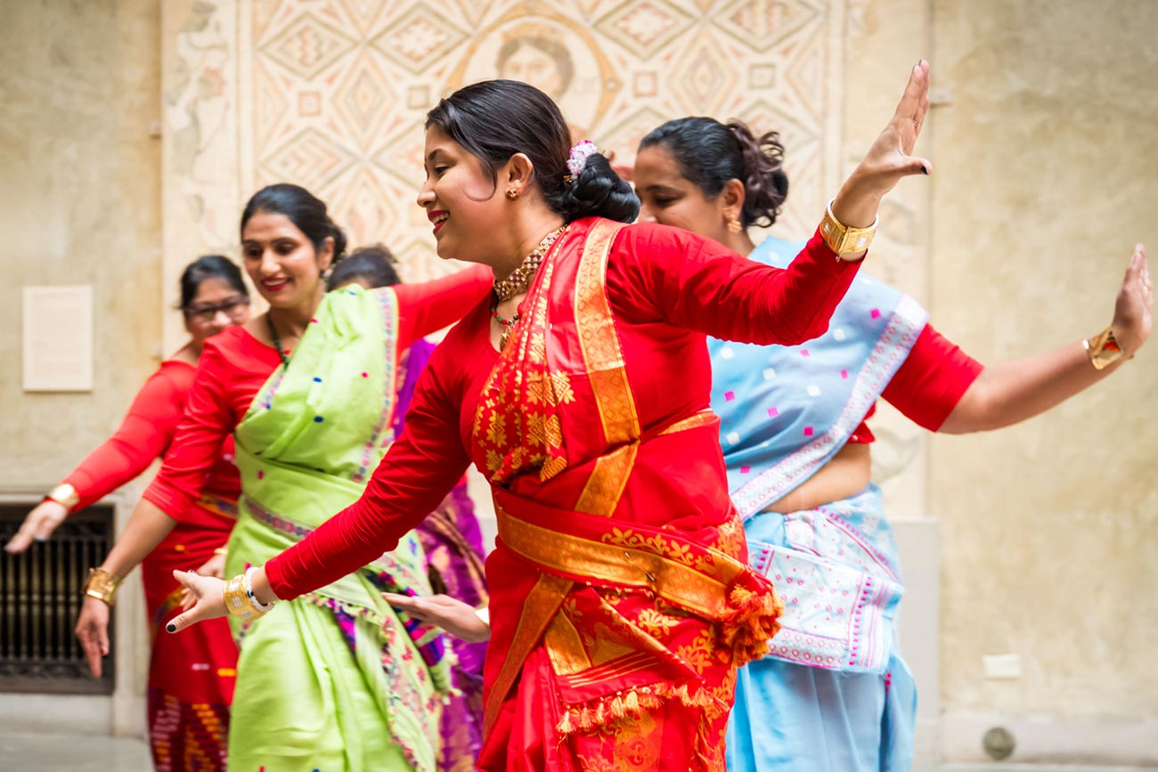 Classical Indian dancers performing during a Diwali Celebration