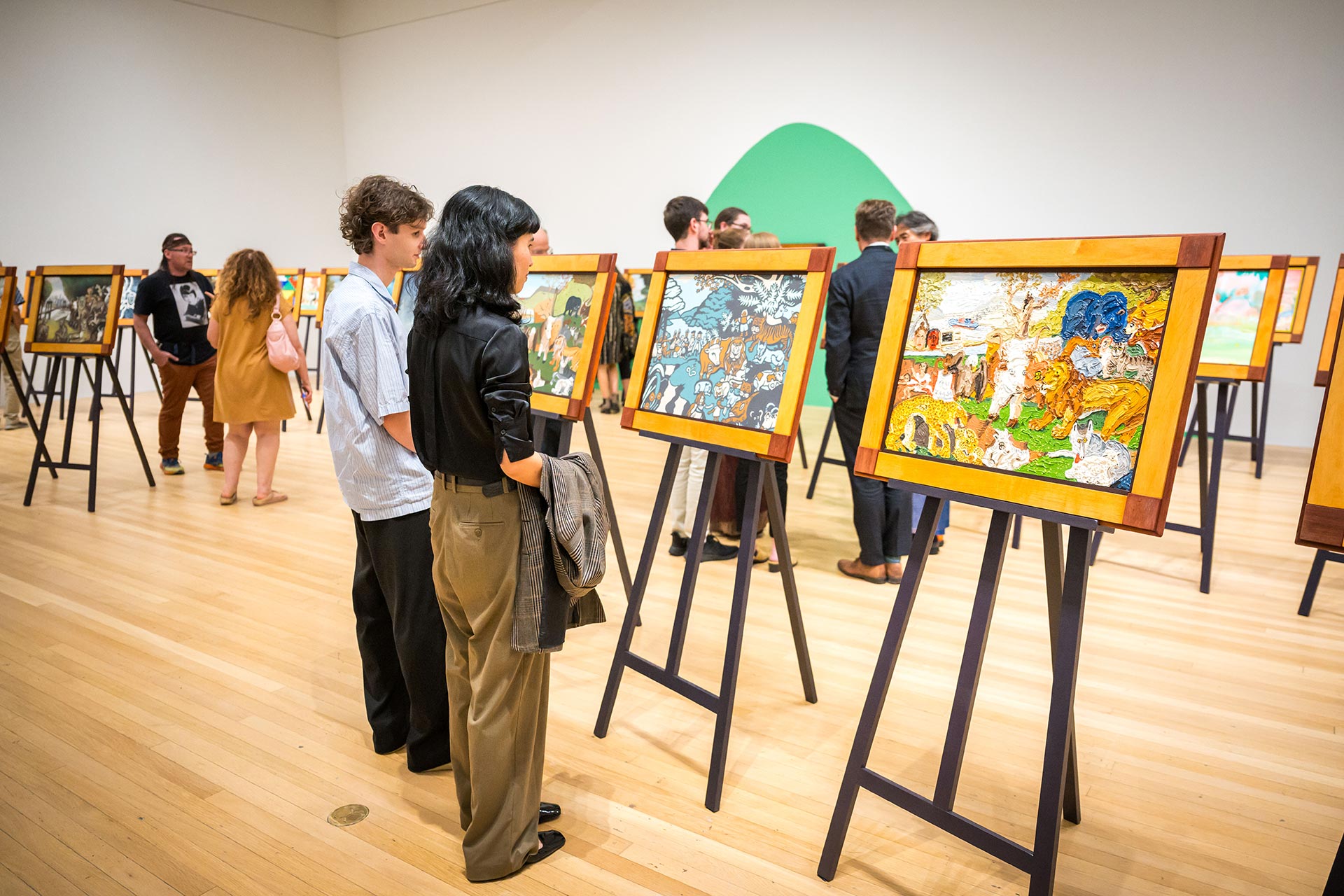 Visitors viewing works in the exhibition 'Lee Mingwei: Our Peaceable Kingdom'