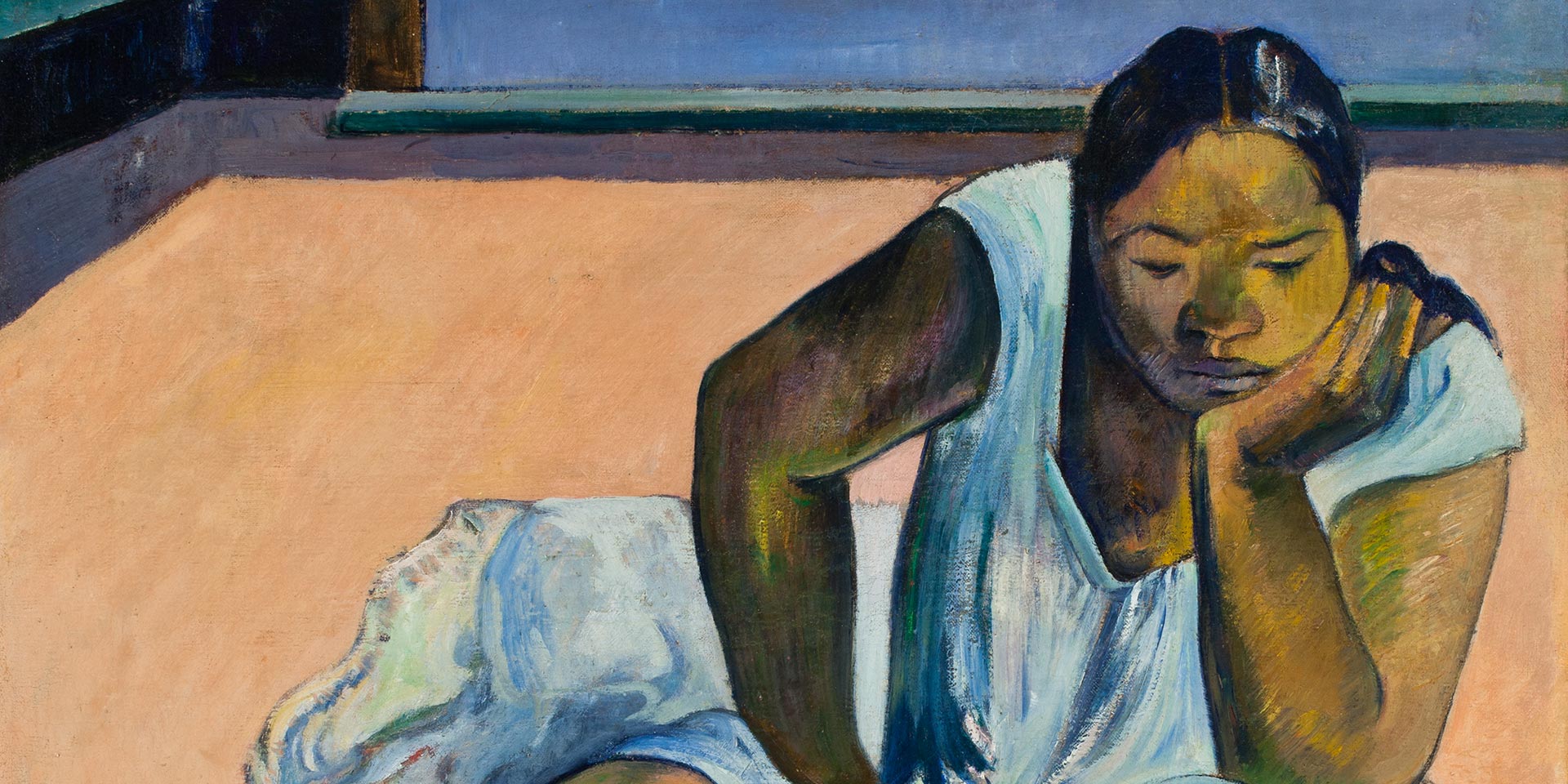 Paul Gauguin, 'Te Faaturuma (The Brooding Woman),' detail, 1891, oil on canvas