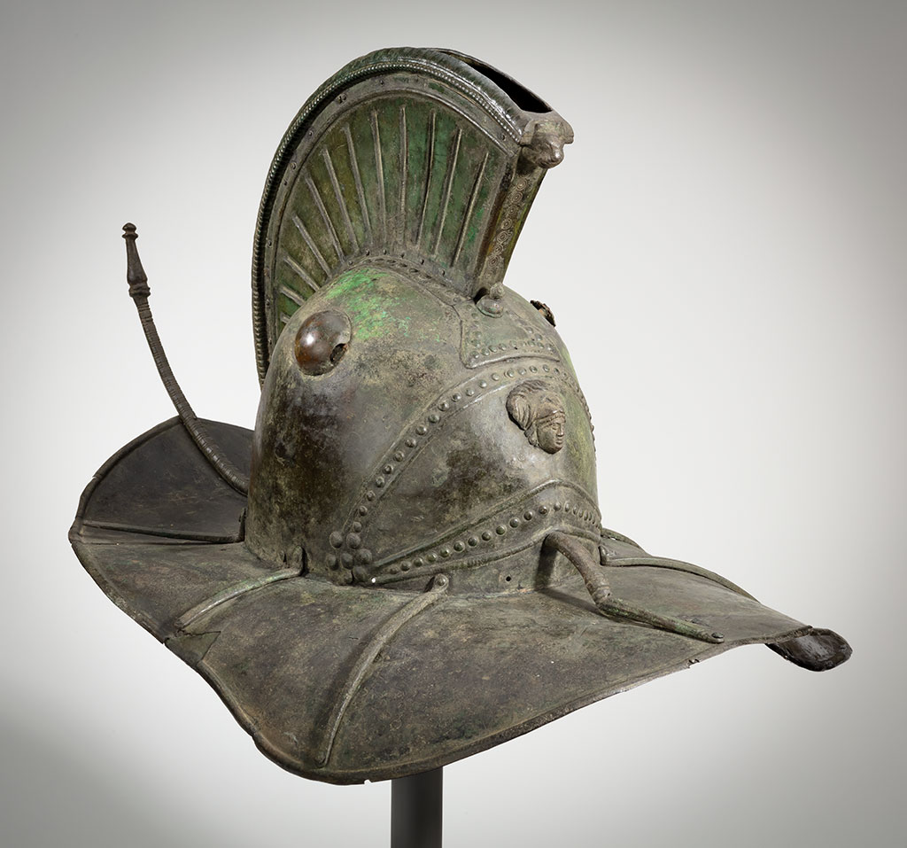 Helmet for a Gladiator, Roman, about 100 CE, bronze