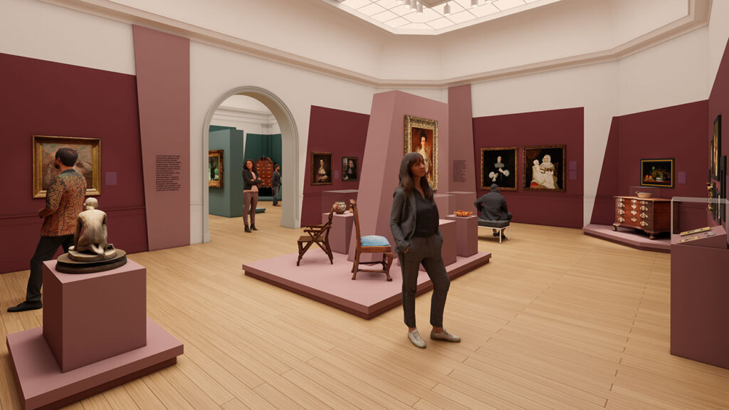 Preliminary design rendering of the reinstallation of the American Art Galleries