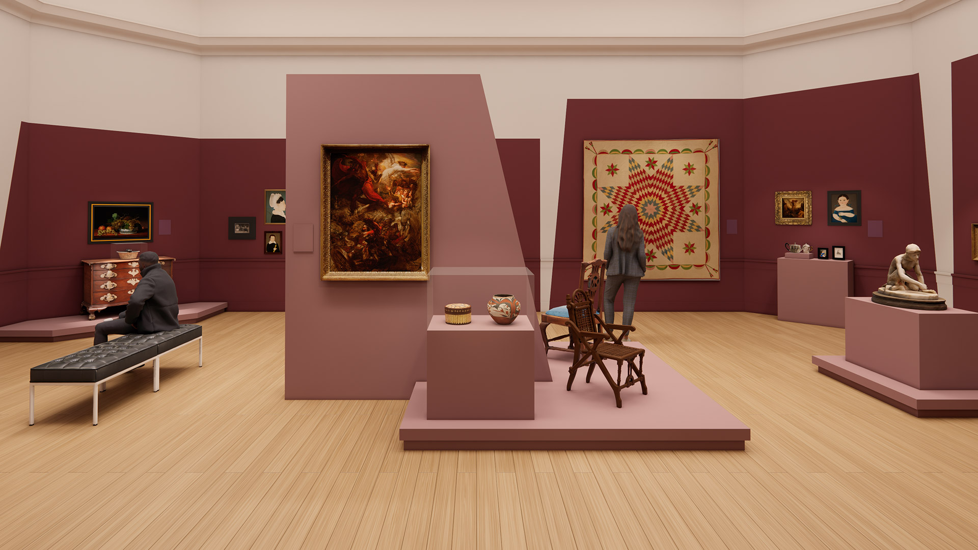 Preliminary design rendering of the reinstallation of the American Art Galleries
