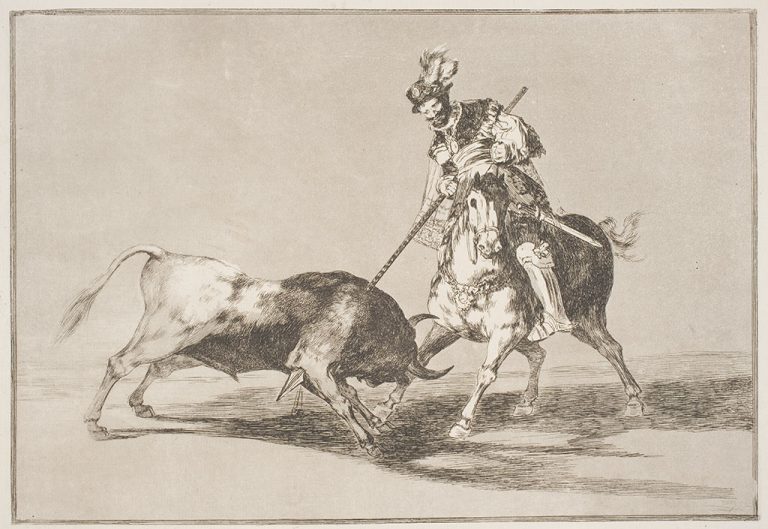 Francisco de Goya, 'The Cid Campeador Spearing Another Bull (El Cid Campeador lanceando otro toro) (plate 11),' 1816, etching and aquatint on cream laid paper