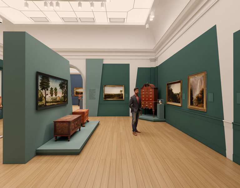 Preliminary design rendering of the reinstallation of the American Art Galleries