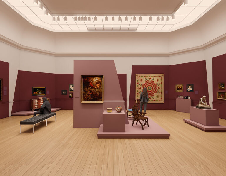 Preliminary design rendering of the reinstallation of the American Art Galleries
