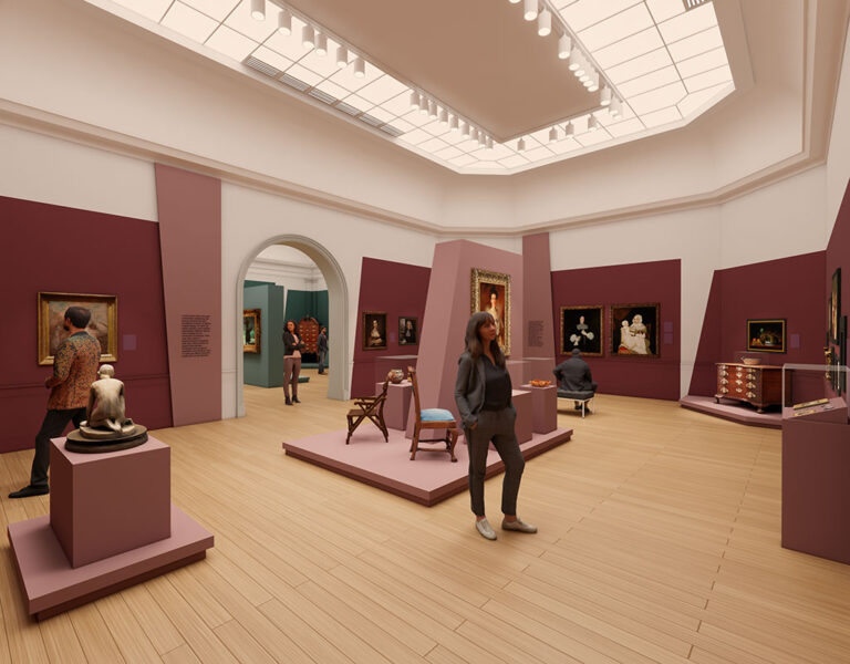 Preliminary design rendering of the reinstallation of the American Art Galleries