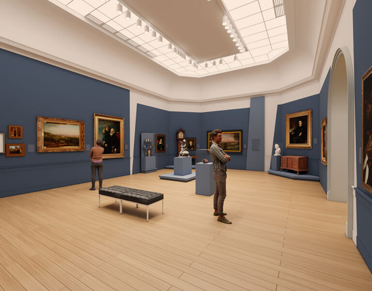 Preliminary design rendering of the reinstallation of the American Art Galleries