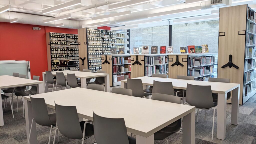 View of the reading room in the new Museum library