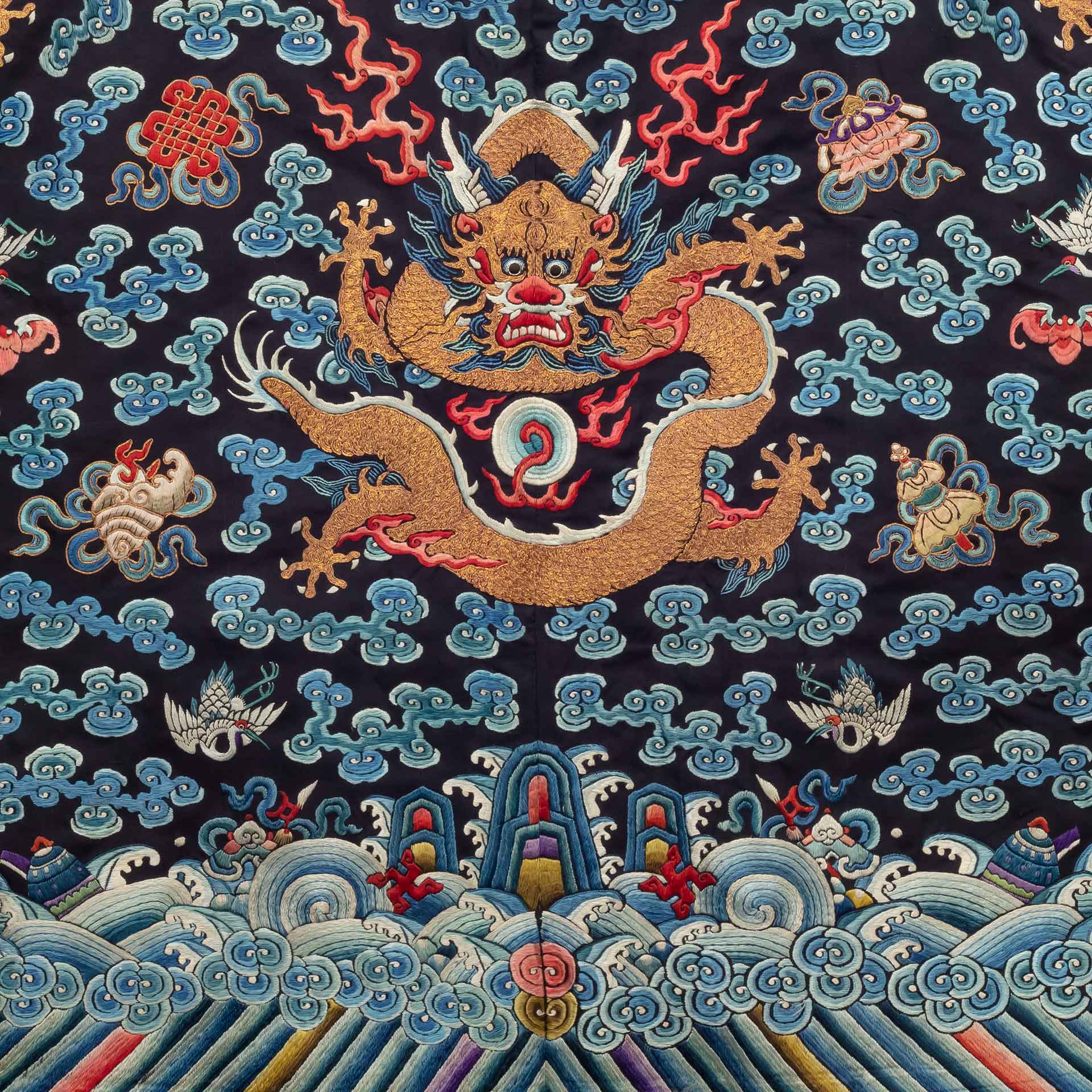 Woman's Jacket, detail, Qing Dynasty, late 19th century, embroidered silk