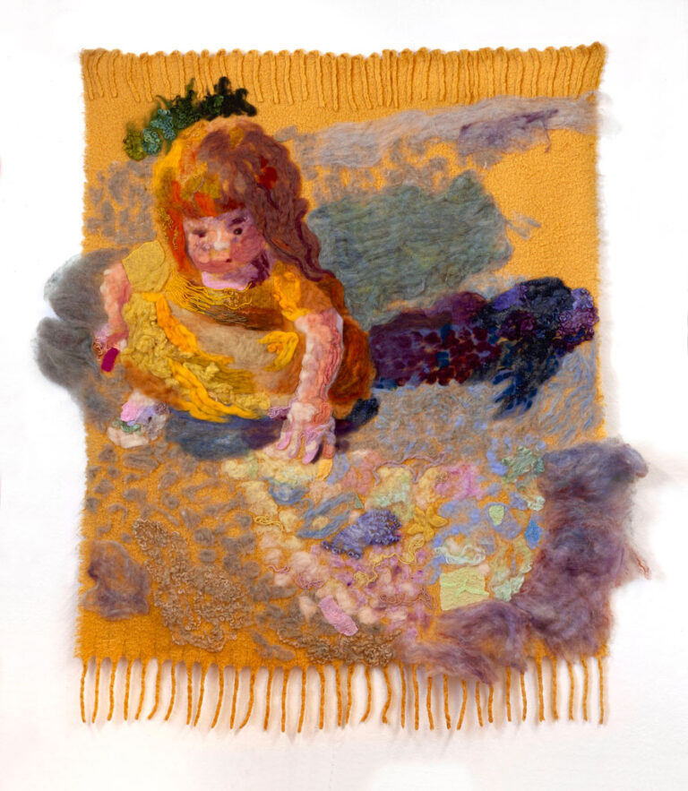 Kara Patrowicz, 'Like mother, like daughter,' 2025, Felting with wool, yarn, silk on found blanket