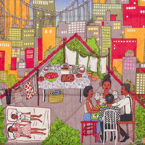 Faith Ringgold, Tar Beach #2, detail, 1990, silkscreen on silk