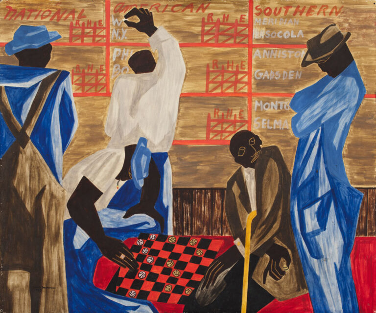 Jacob Lawrence, 'The Checker Players,' 1947, egg tempera on gessoed panel (hardboard)
