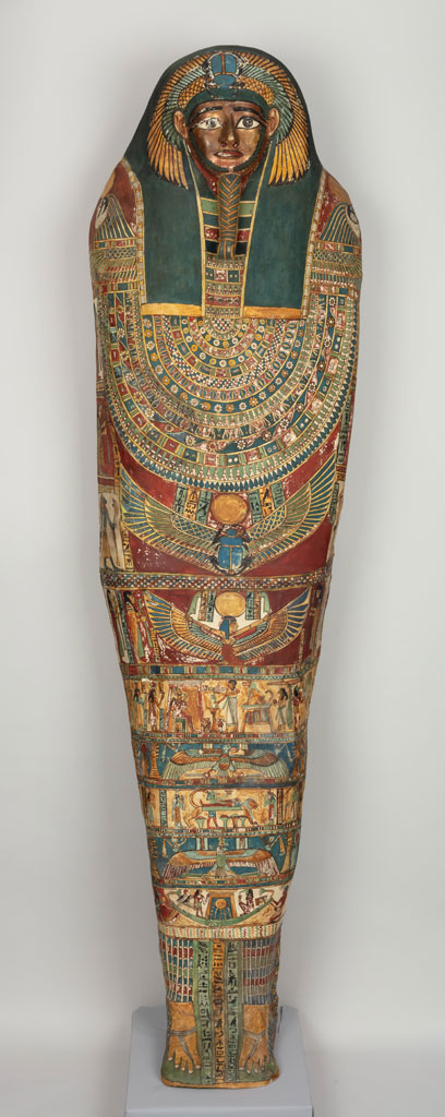 Ancient Egyptian, 'Coffin Lid of Hapimen,' 380-220 BCE, cartonnage, painted and gilded