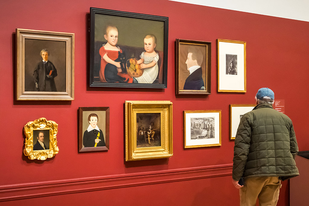 A visitor explores the American Art galleries