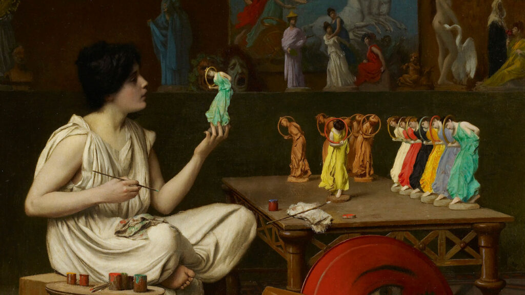 Jean-Léon Gérôme, 'The Antique Pottery Painter: Sculpturae vitam insufflat pictura', detail, 1893. oil on canvas